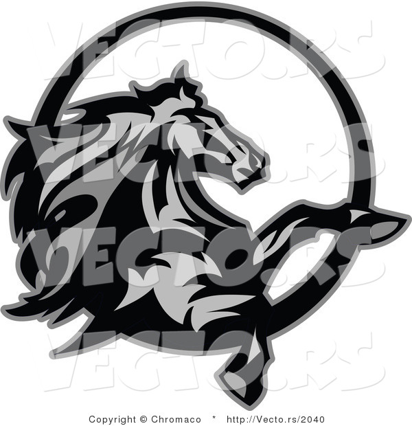 Vector of a Horse Rearing up - Grayscale Design