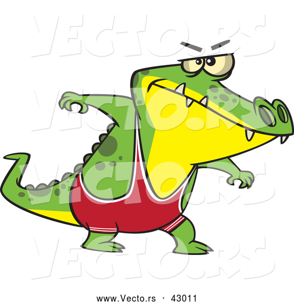 Vector of a Intimidating Cartoon Wrestler Alligator Ready to Wrestle