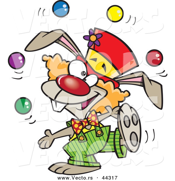 Vector of a Juggling Cartoon Clown Bunny