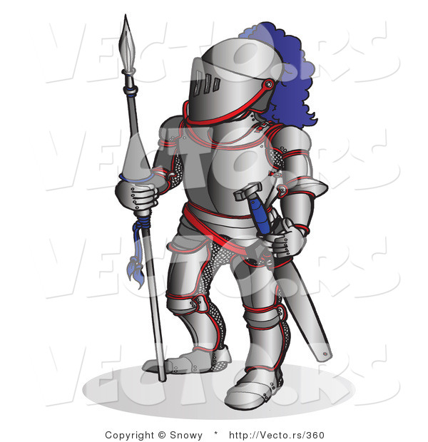 Vector of a Knight Armed with a Spear and Sword