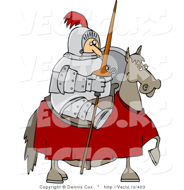 Vector of a Knight Holding Lance While Sitting on a Horse