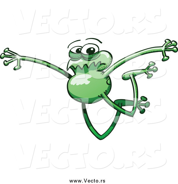 Vector of a Long Legged Green Frog Jumping