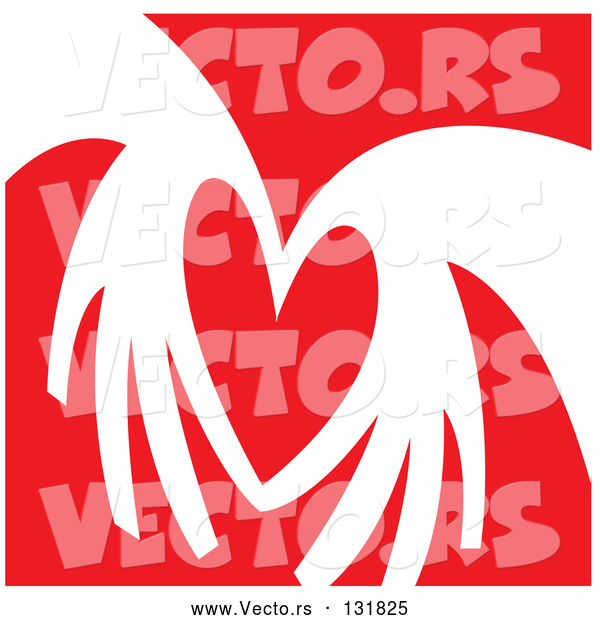 Vector of a Love Heart over a Red Background Clipart Illustration