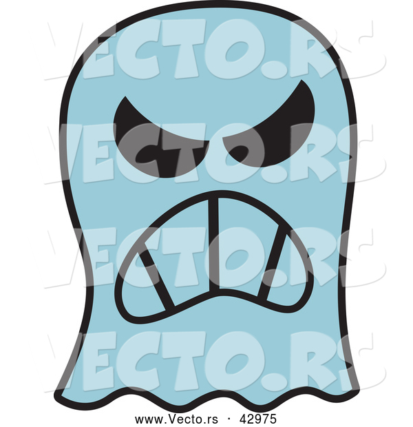 Vector of a Mad Cartoon Halloween Ghost