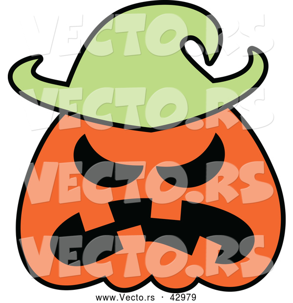 Vector of a Mad Cartoon Halloween Jackolantern Pumpkin