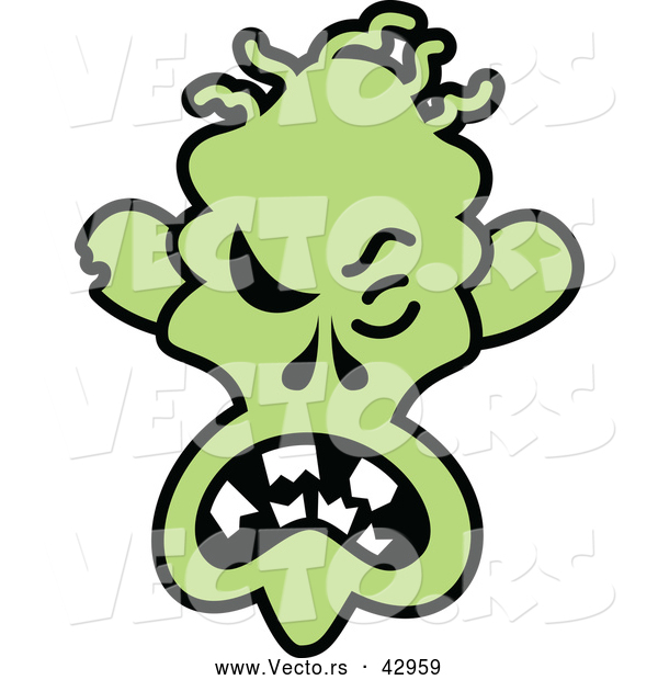 Vector of a Mad Cartoon Halloween Zombie