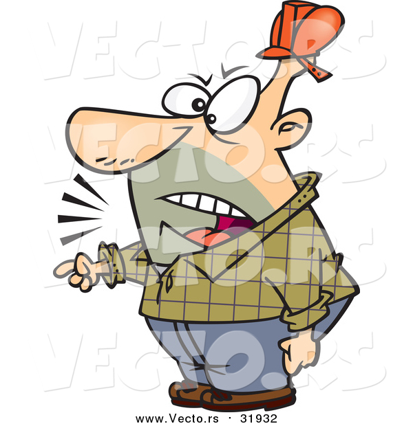 Vector of a Mad Foreman Construction Worker Yelling and Pointing Finger