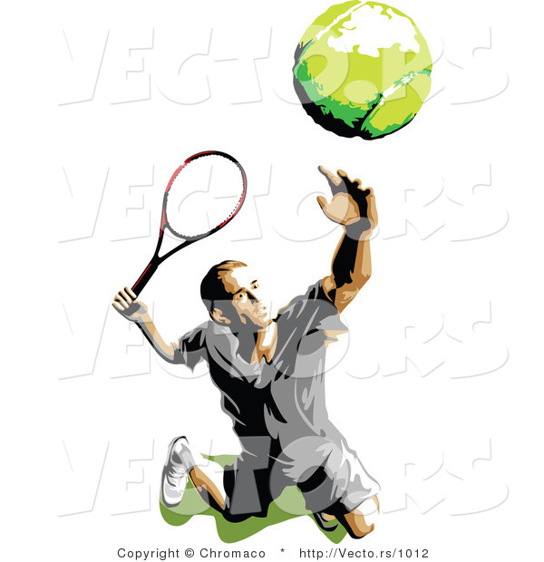 Vector of a Male Tennis Player Tossing and Serving the Ball