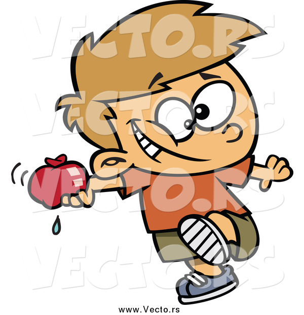 Vector of a Mischievous Caucasian Boy Throwing Water Balloons