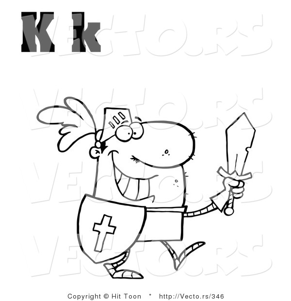 Vector of a Outlined Knight with Alphabet Letters K