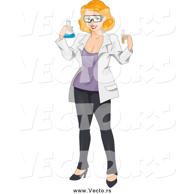 Vector of a Pinup White Female Chemist
