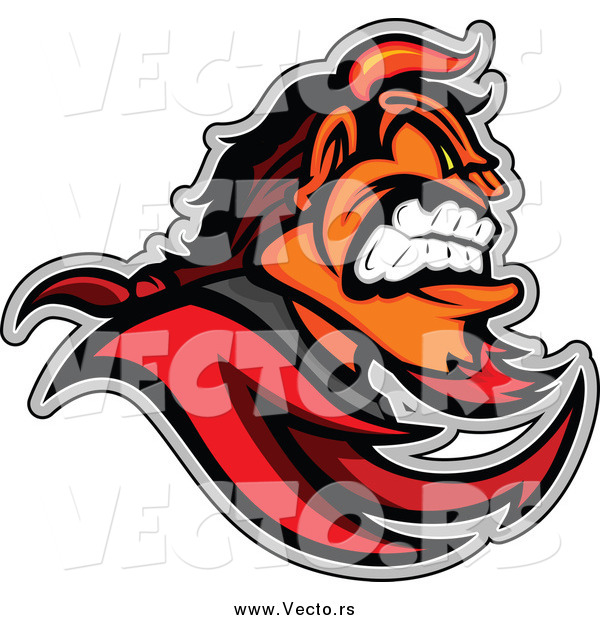 Vector of a Profiled Tough Devil Mascot