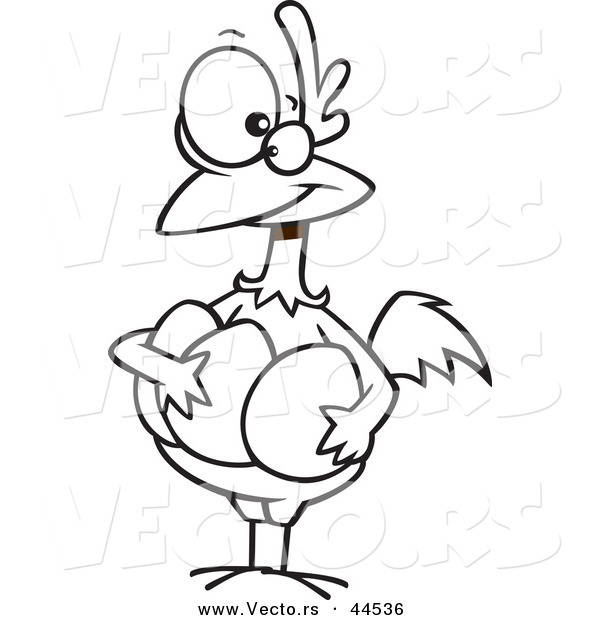 Vector of a Proud Cartoon Hen Holding Her Eggs - Coloring Page Outline