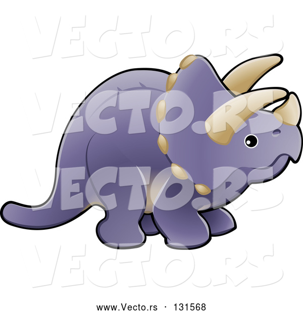 Vector of a Purple Triceratops Dinosaur with Horns