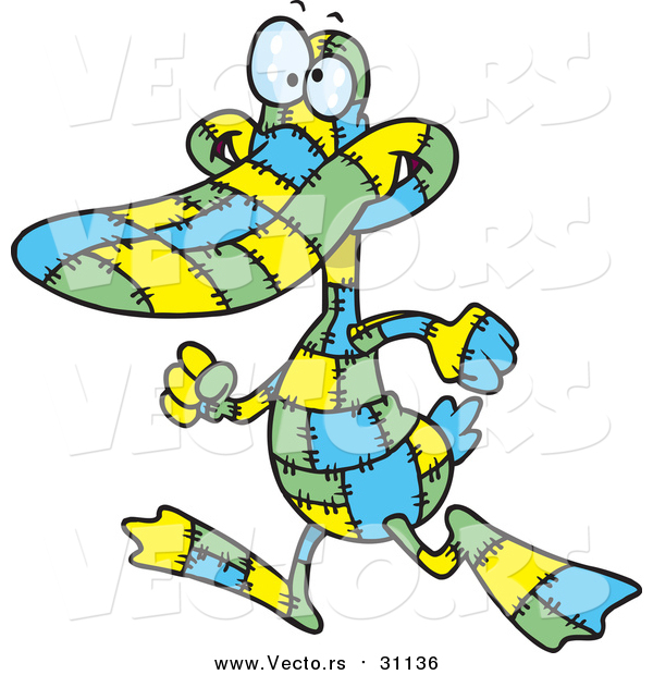 Vector of a Quilt Duck - Goofy Cartoon Style