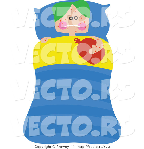 Vector of a Really Sick Boy Laying in Bed