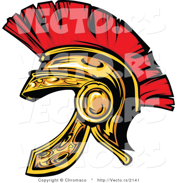 Vector of a Red and Gold Spartan Helmet