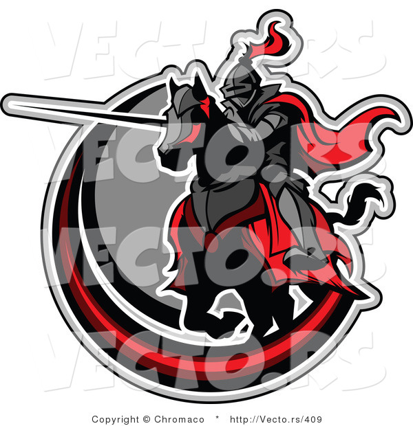Vector of a Red Knight Jousting with Lance
