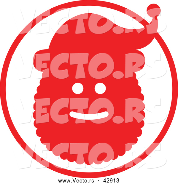 Vector of a Red Santa Silhouette Within a Red Circle
