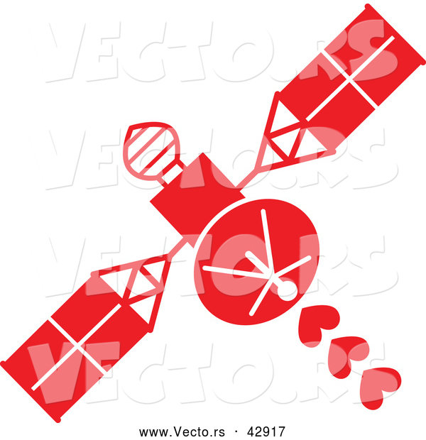 Vector of a Red Space Satellite Shooting Love Hearts