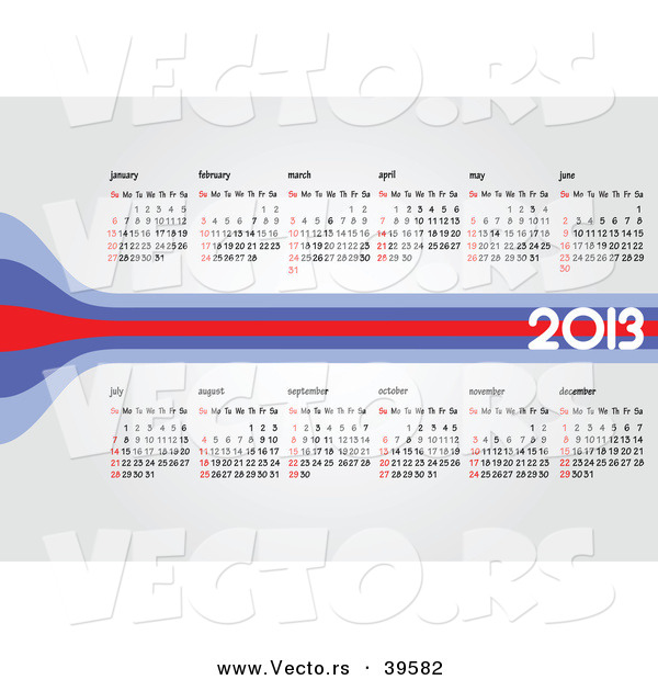 Vector of a Red, White, and Blue 2013 Calendar