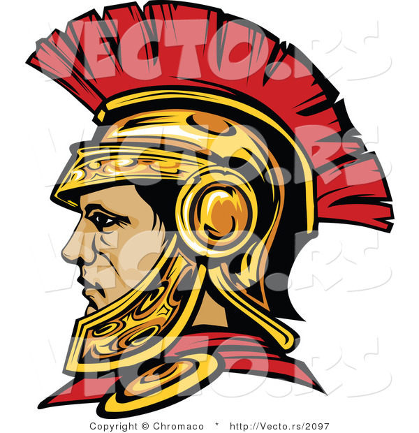 Vector of a Roman Centurion Warrior Wearing Spartan Helmet