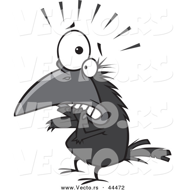Vector of a Scared Cartoon Crow Biting Its Nails