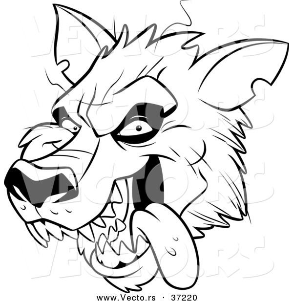Vector of a Scary Werewolf - Black and White Art
