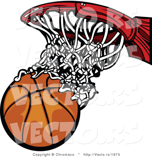 Vector of a Scoring Basketball Going Through Hoop and Net