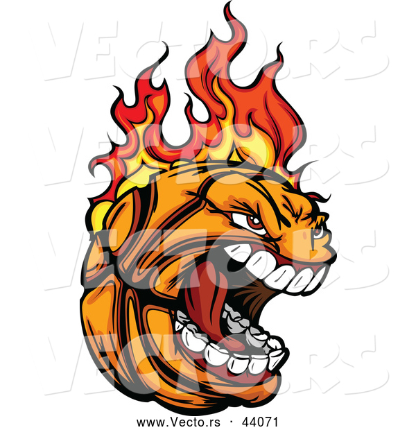 Vector of a Screaming Cartoon Basketball Mascot on Fire