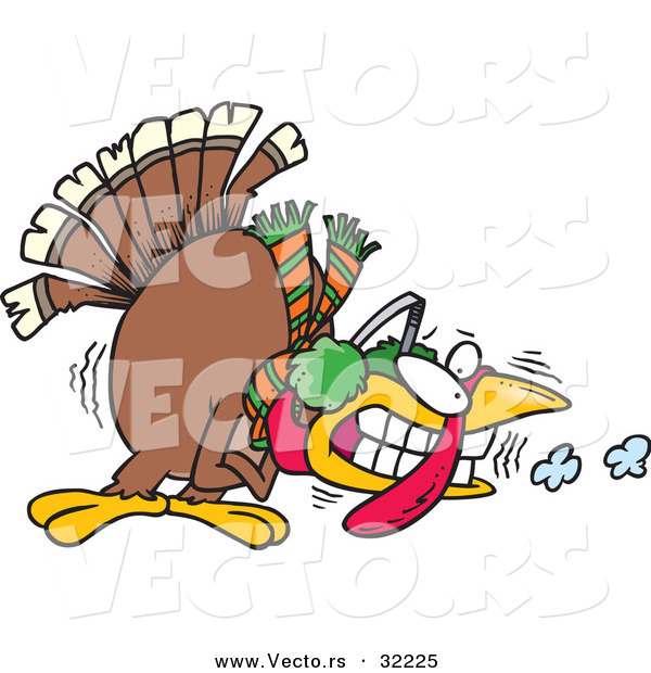 Vector of a Shivering Cartoon Turkey Wearing Earmuffs and a Scarf
