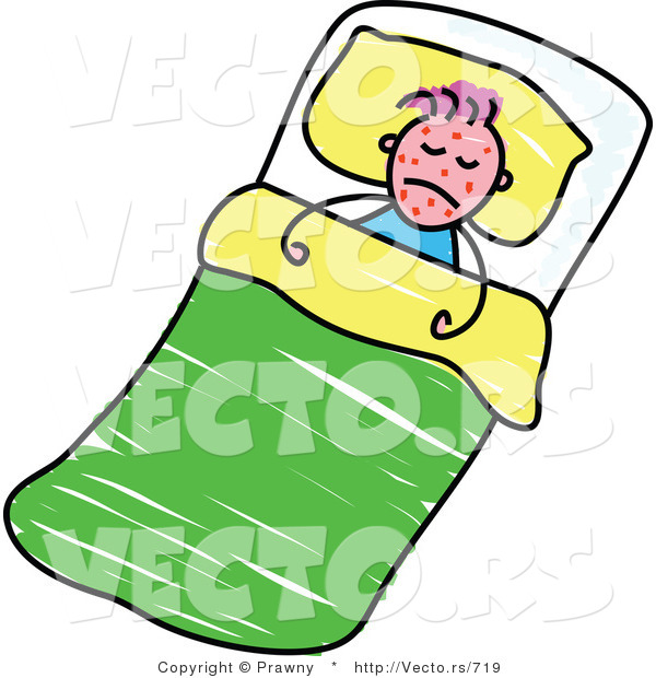 Vector of a Sick Boy with Red Bumps All over His Face