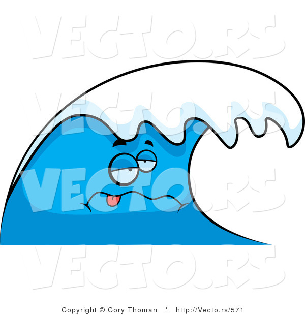 Vector of a Sick Cartoon Ocean Wave Character