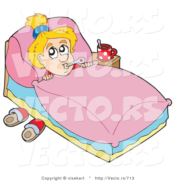 Vector of a Sick Child Resting in Her Bedroom