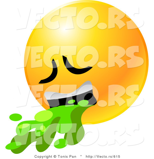 Vector of a Sick Emoticon Vomiting Green Liquid