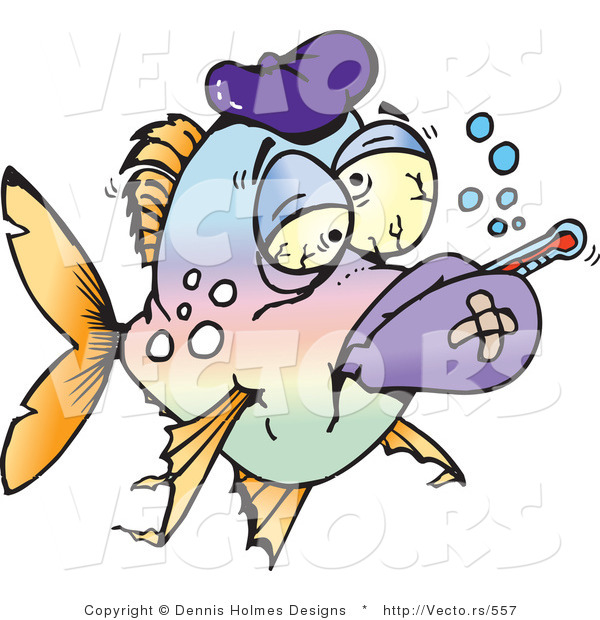 Vector of a Sick Fish with a Fever