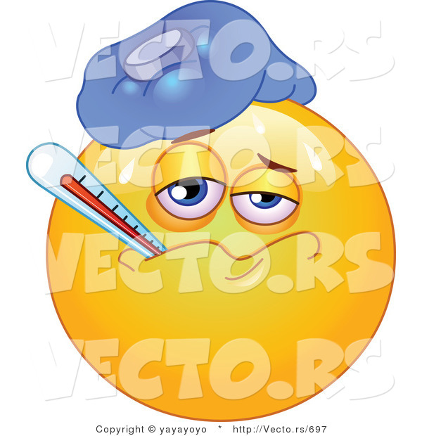 Vector of a Sick Smiley with a Fever
