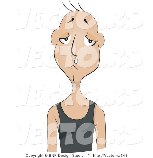 Vector of a Sick White Man with Runny Nose