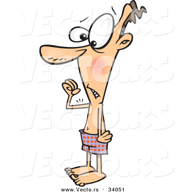 Vector of a Skinny White Man with Weak Muscles
