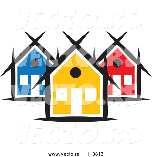 Vector of a Small Neighborhood of Colorful Houses