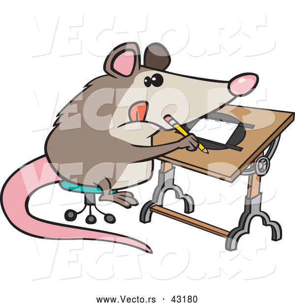Vector of a Smart Cartoon Artist Possum Drawing