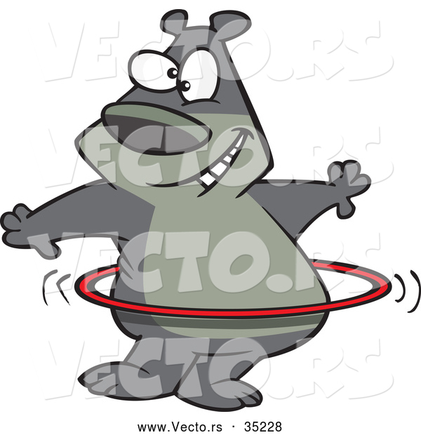 Vector of a Smiling Cartoon Bear Hula Hooping