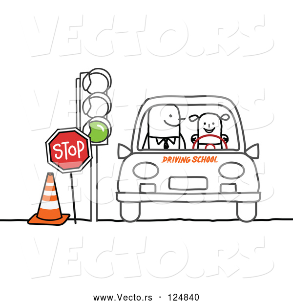 Vector of a Smiling Girl Learning to Drive in Drivers Ed