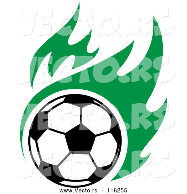 Vector of a Soccer Ball with Green Flames