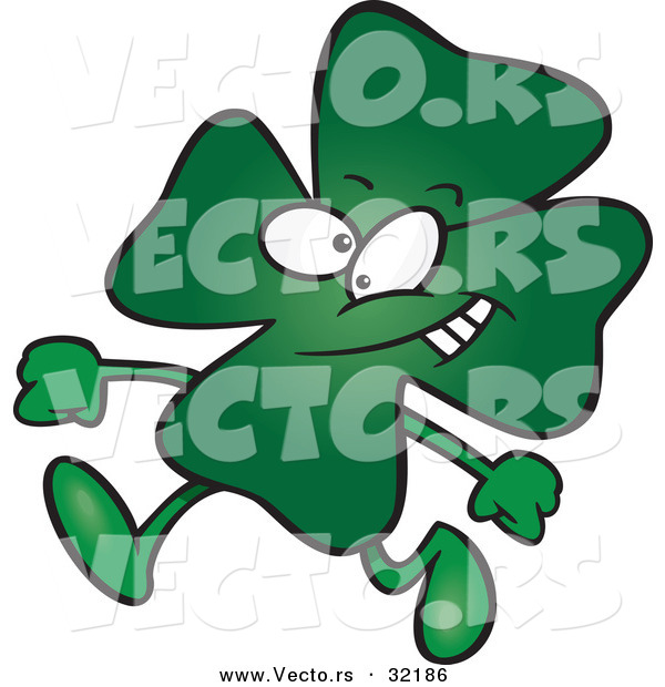 Vector of a St. Patrick's Day Cartoon Clover Walking with a Smile