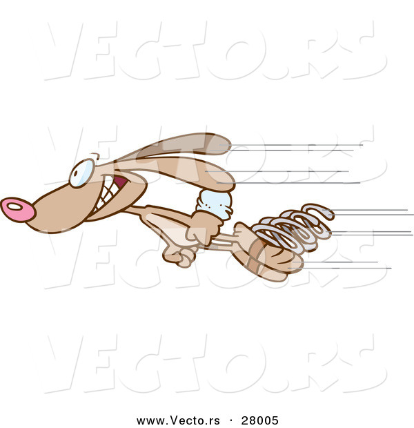 Vector of a Super Cartoon Rabbit Flying Through the Air with Springs Attached to Feet