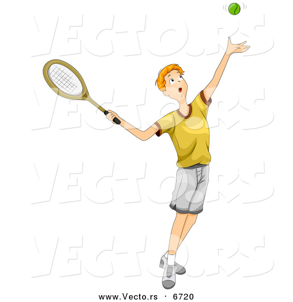 Vector of a Teen Boy Playing Tennis