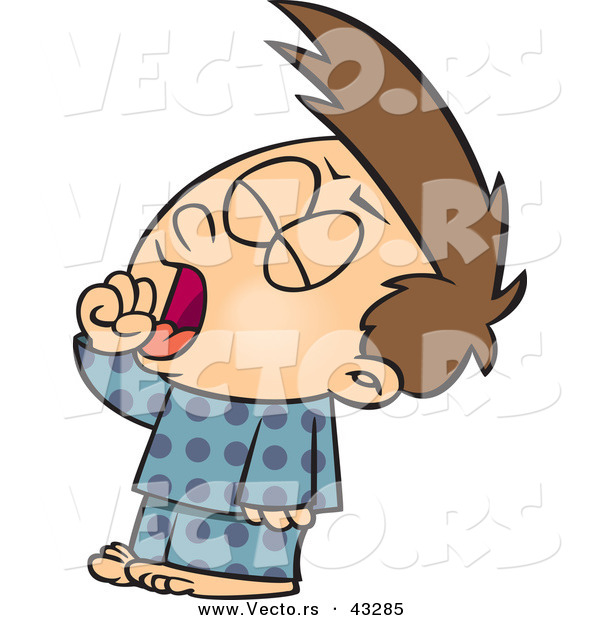 Vector of a Tired Cartoon Boy Yawning