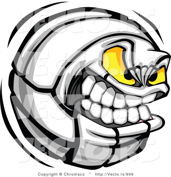 Vector of a Tough Volleyball Cartoon Character Gritting Teeth