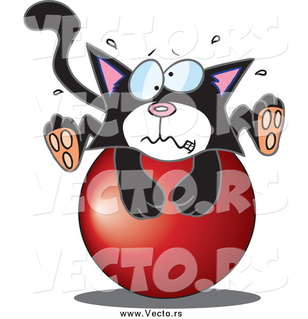 Vector of a Tuxedo Cat on a Ball